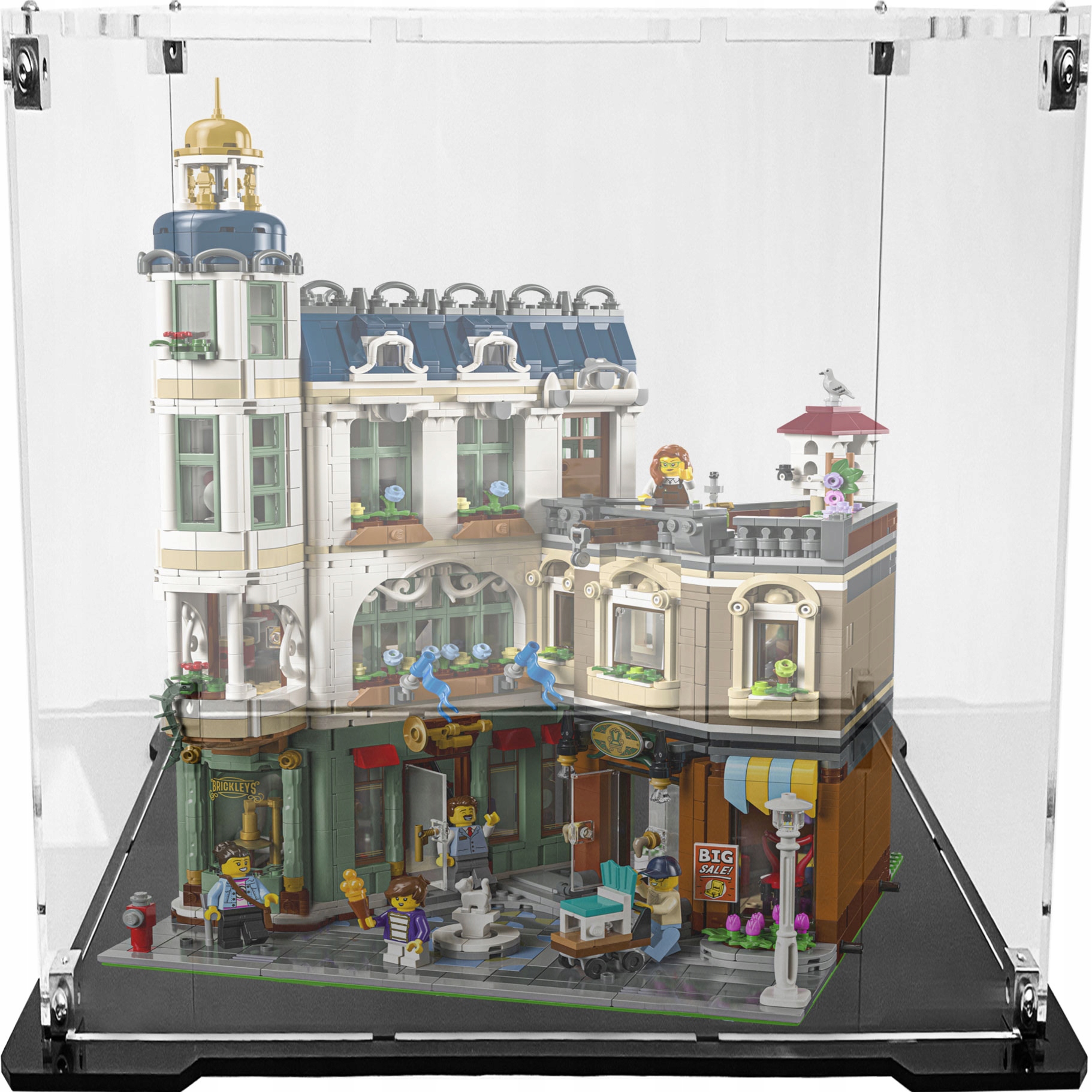 Vitrína s černou základnou pro stavebnici Lego 11371 Icons Nákupní ulice