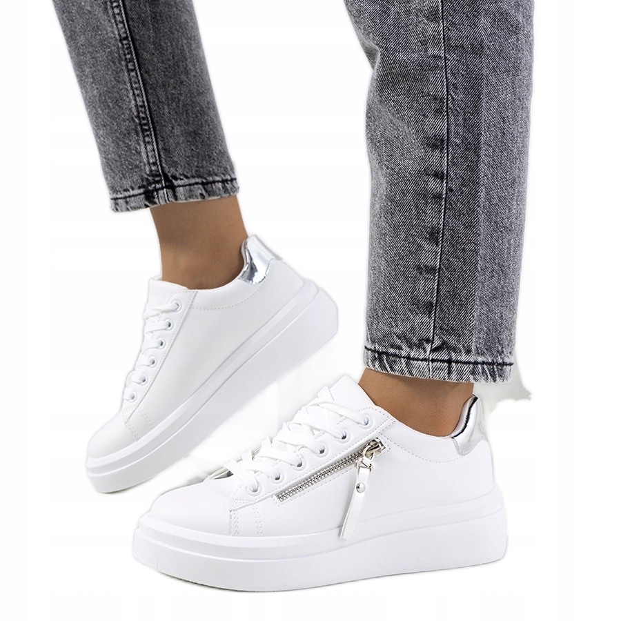 

Biało srebrne sneakersy damskie Tamis r.38