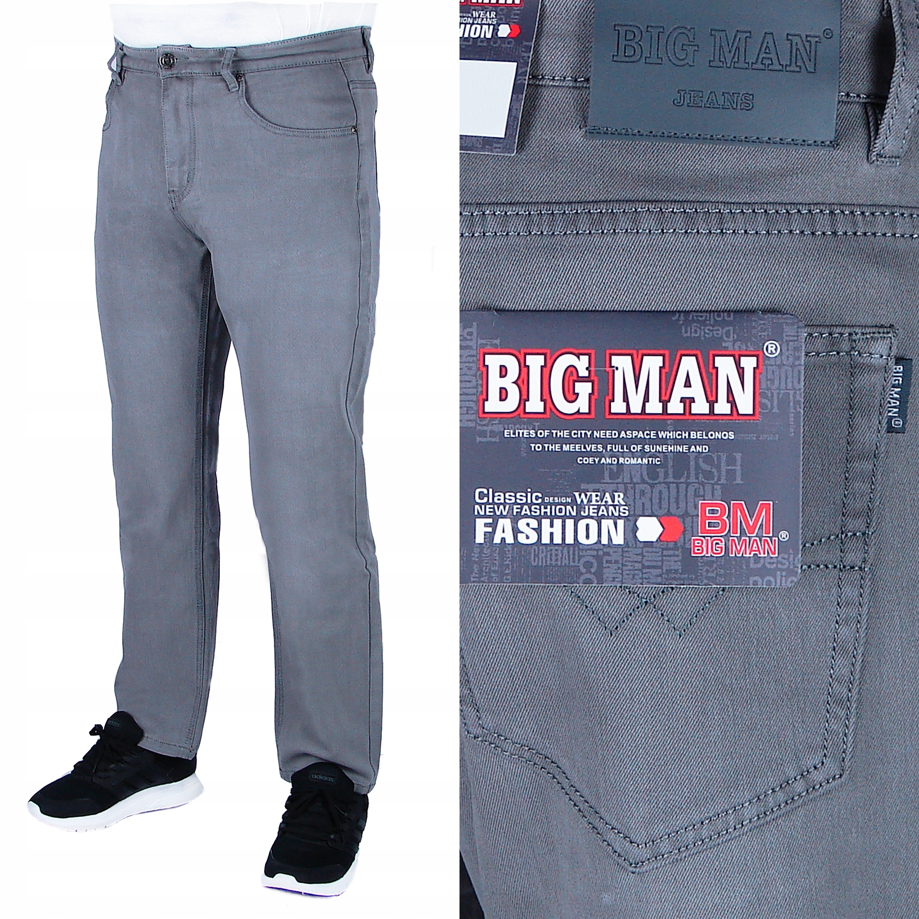 Pánské Džíny Šedé W34 L30 (obvod pasu 88-90 cm)