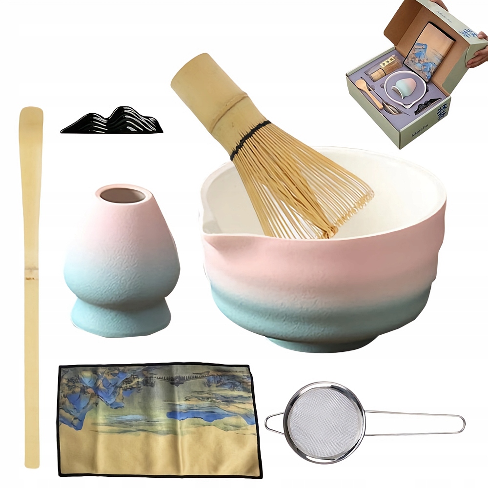 Levně Sada Matcha 8 Kusů S Metlou A Keramickou Miskou Dárek Znalců
