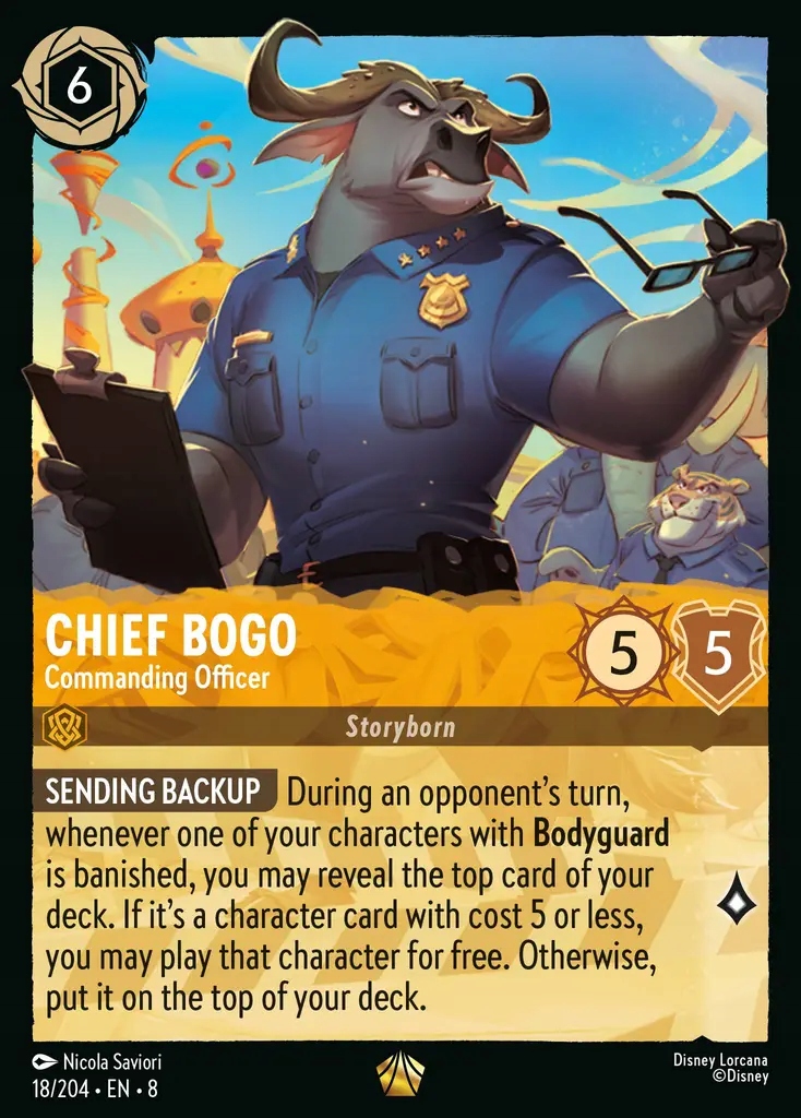Disney Lorcana Chief Bogo Commanding Officer 8JAF #018 Foil