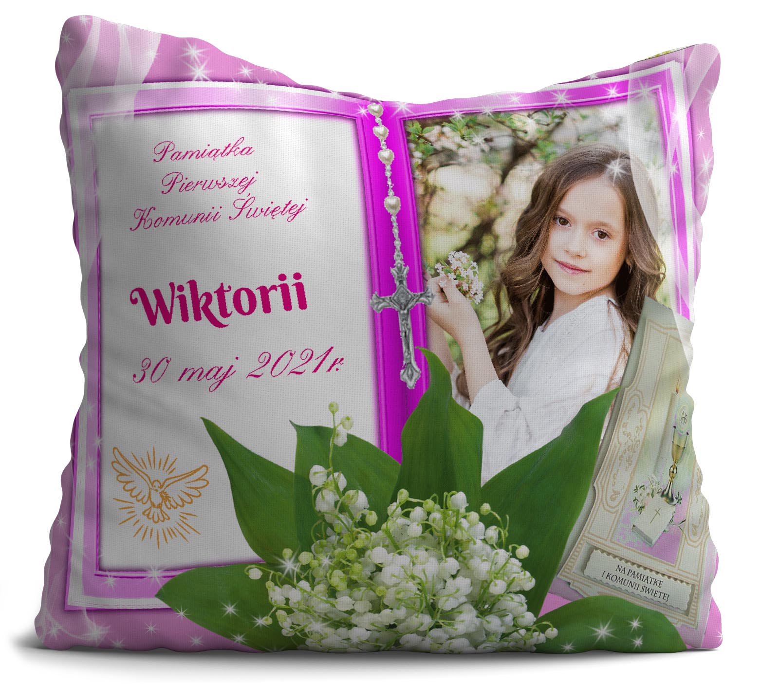 

Poduszka na komunię Świętą Zdjęcie Napis