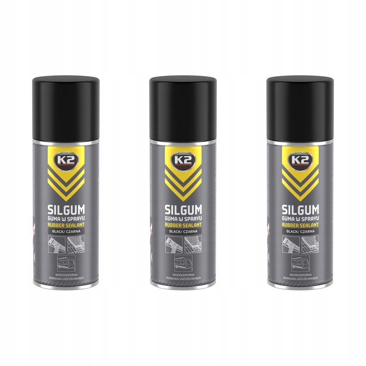 Guma ve spreji, pokrývačský tmel černý 400 ml K2 Silgum