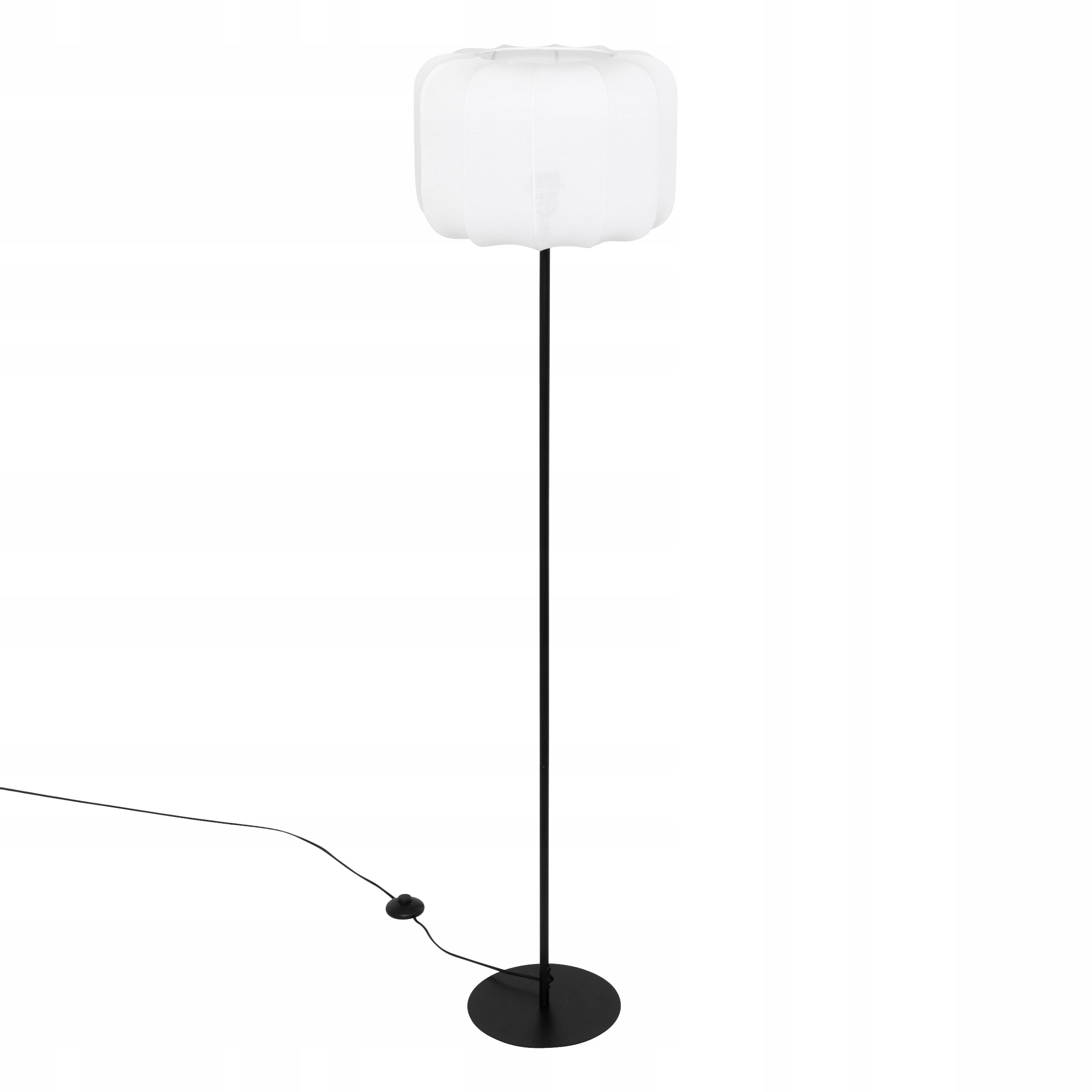 Stojaca Lampka Čierna Bavlnená Tienidlo Biela Ø 37 x 150 CM Do Interiéru