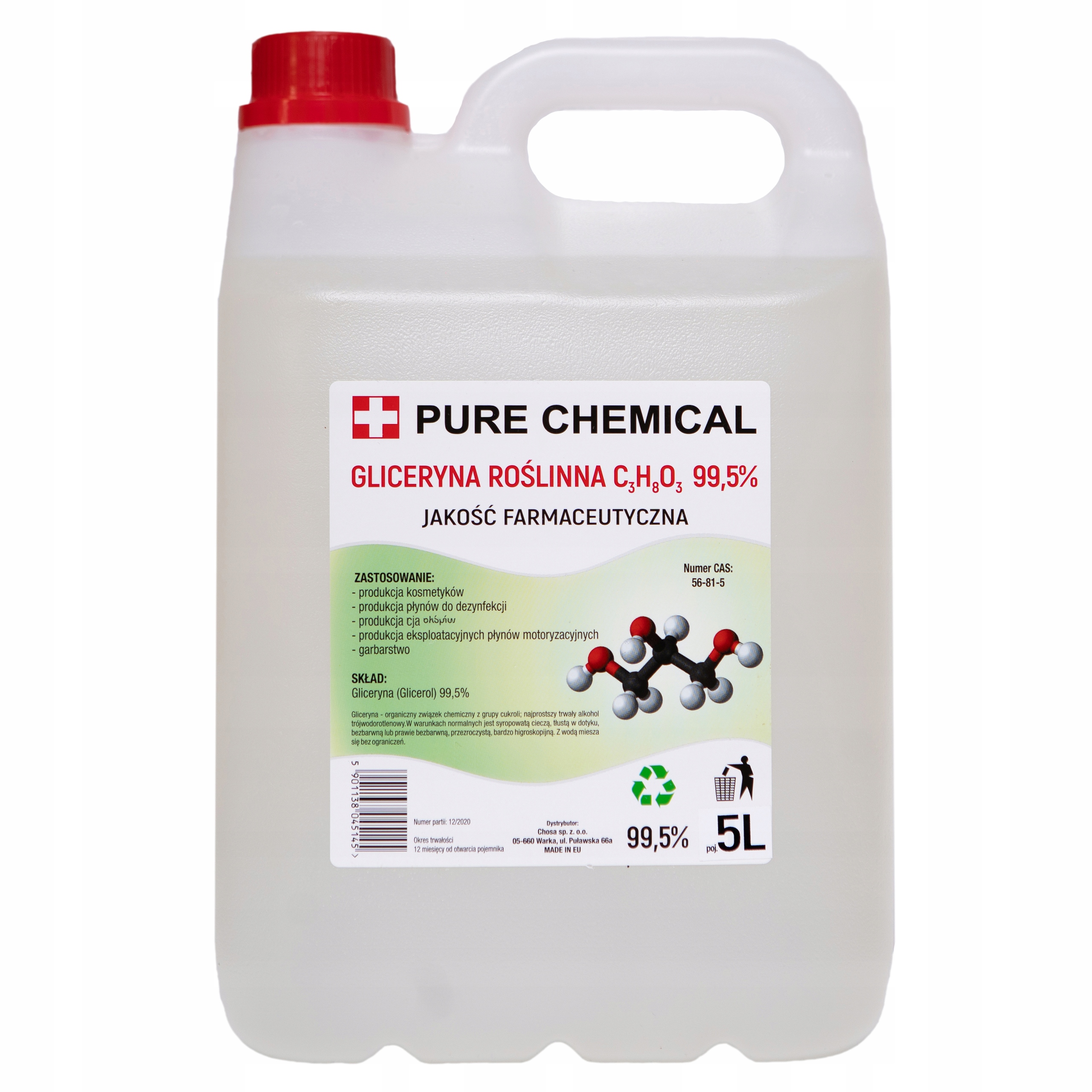 

Gliceryna roślinna Farmeceutyczna 99,5% ~6,25kg 5L