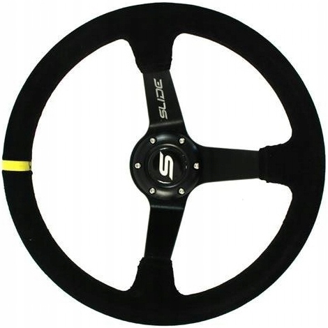 SLIDE KIEROWNICA SPORTOWA ALUMINIOWA ZAMSZ CZARNA ŻÓŁTY PASEK NABA BMW E46