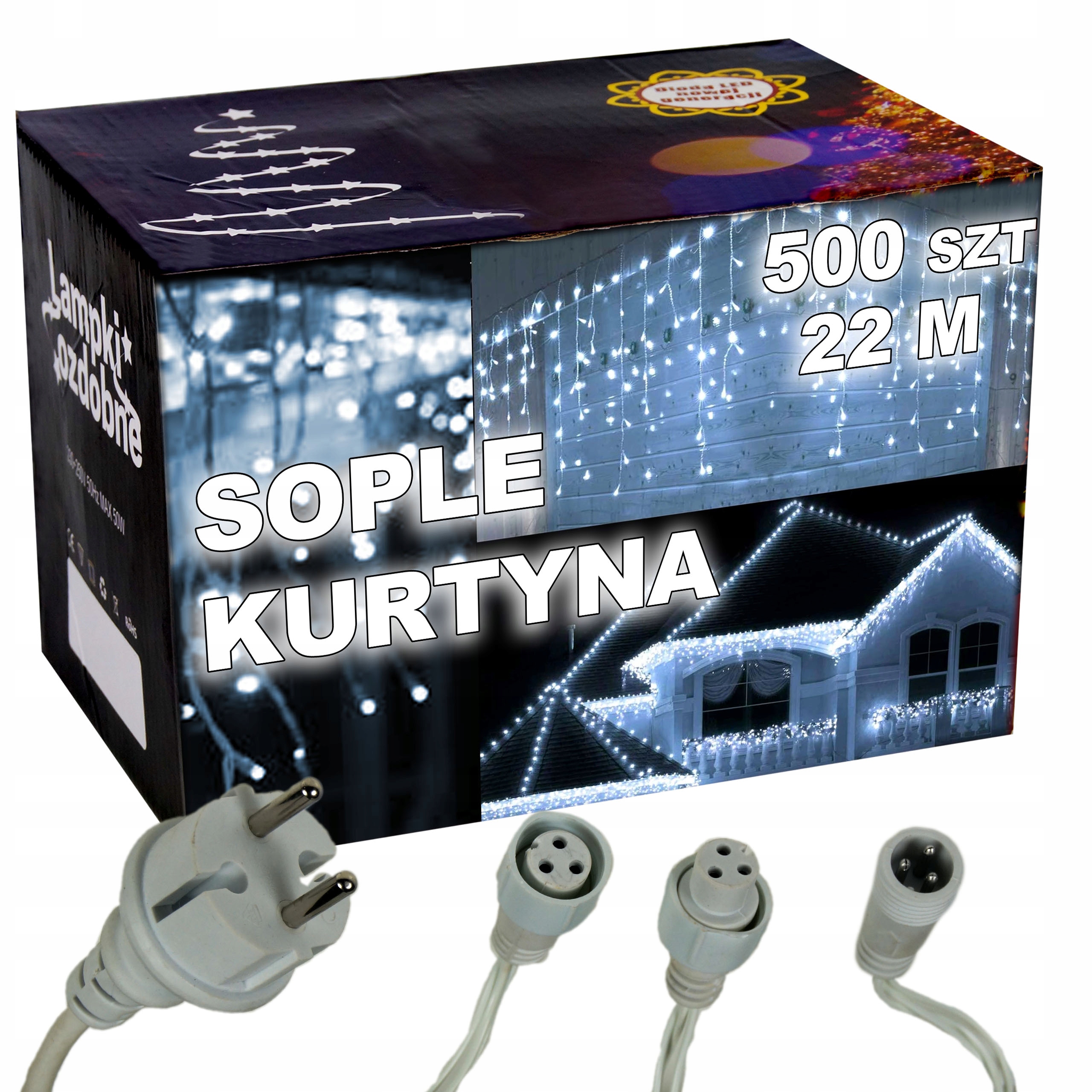 Бурульки товсті 500 led.ШІРА ТЕПЛА БІЛА 22М 500Л