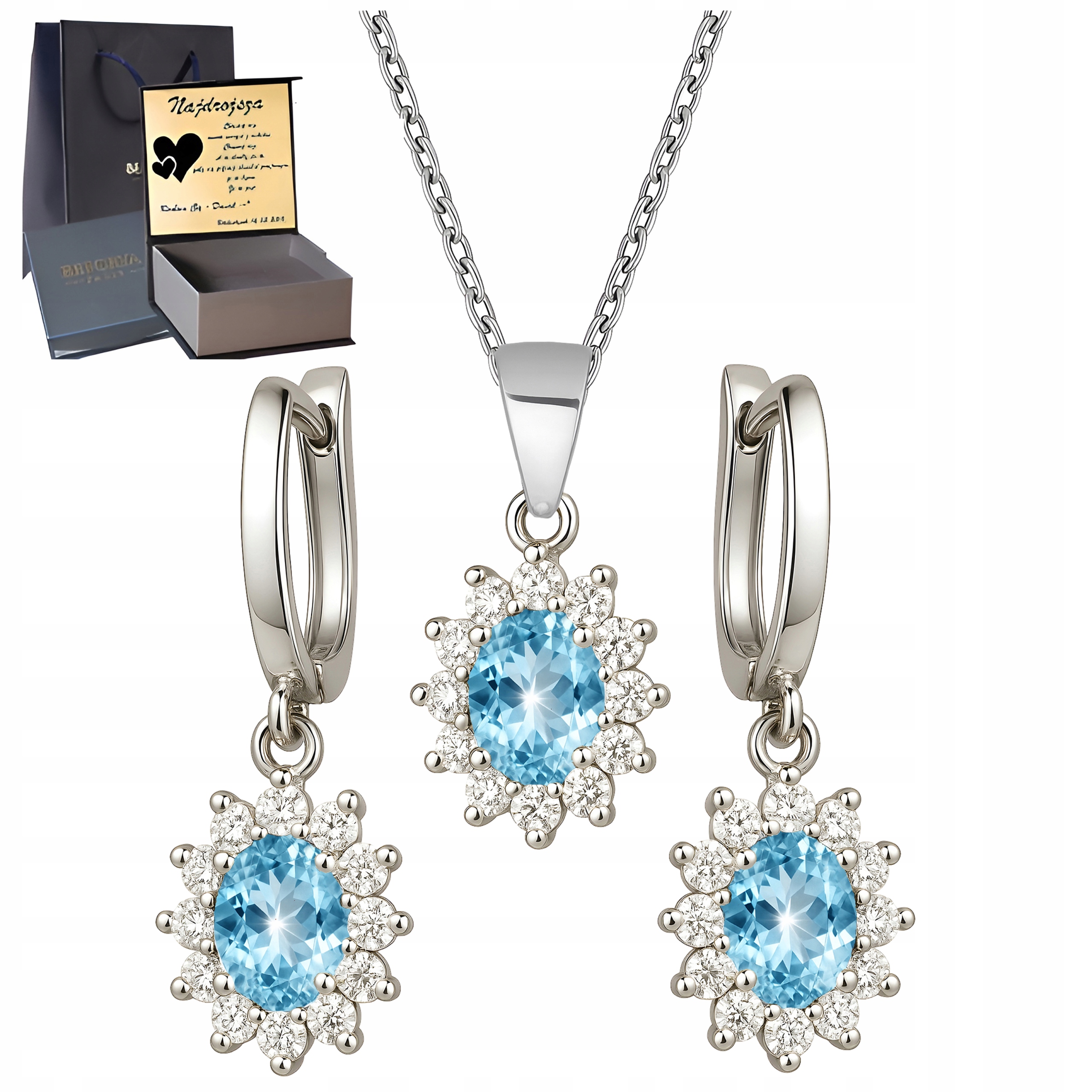 Stříbrné šperky, sada Náušnice Přívěsek pro ženy Gravírování Zirkony