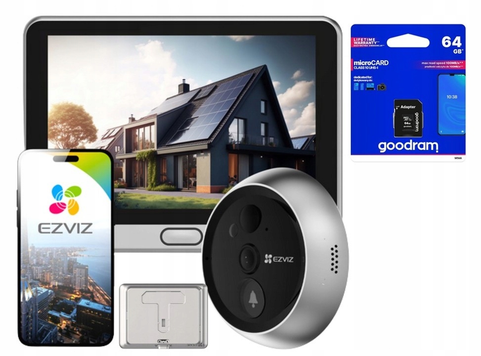 Elektronický hľadáčik Judáš Ezviz CS-DP2 2K 3MP dotykový displej Karta 64GB