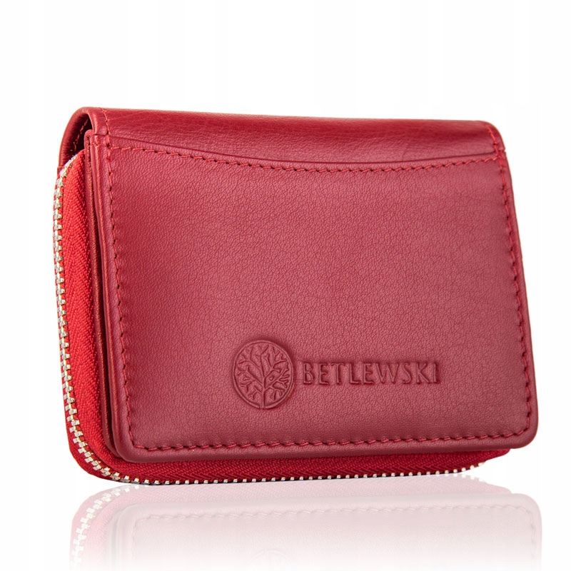 Skórzany portfel damski portfelik mały Betlewski kieszonka na bilon