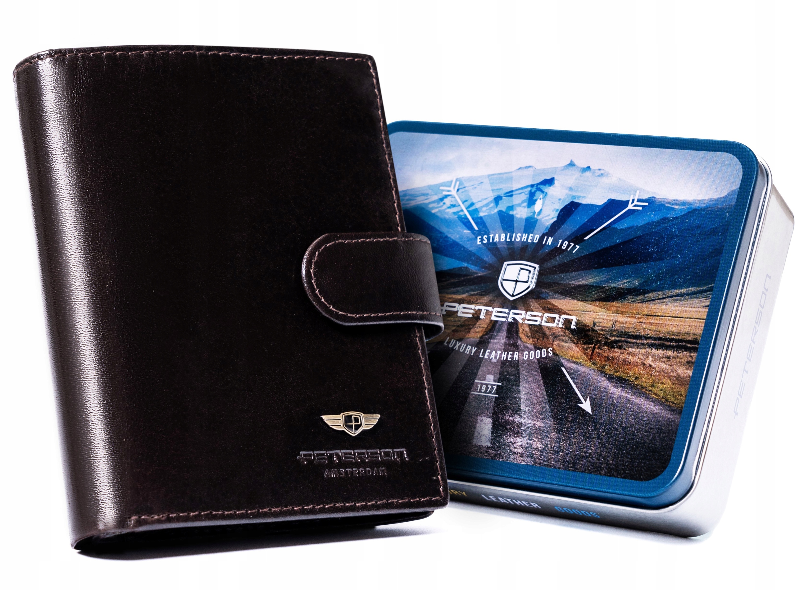 Portfel męski skórzany z ochroną Rfid Stop Peterson