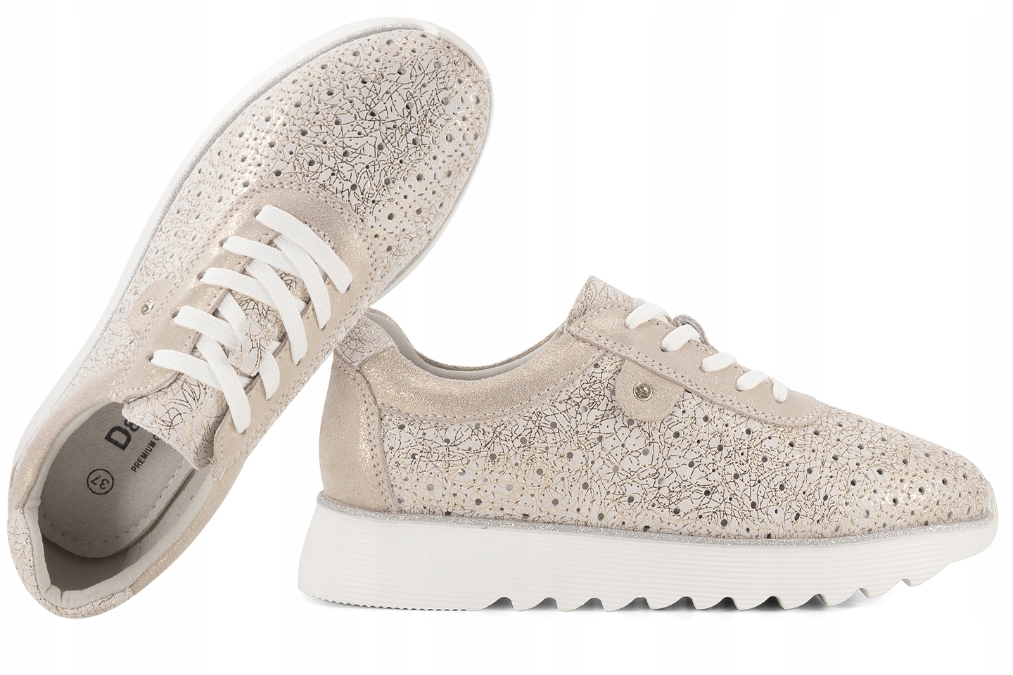 D&a S.barski LR51-927 Prolamované Polobotky Sportovní Dámské Tenisky Kožené 38