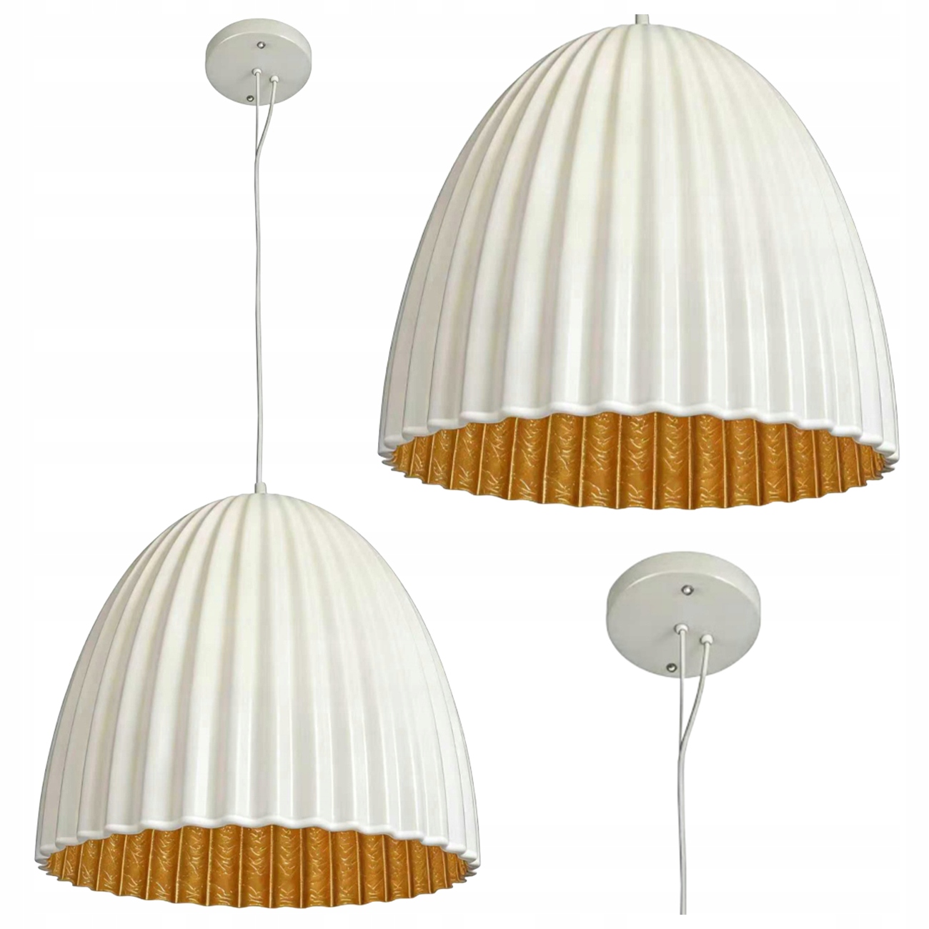 Lampa Wisząca Elva Biały Ryflowany Klosz Do Salonu Gwint E27 Light Prestige