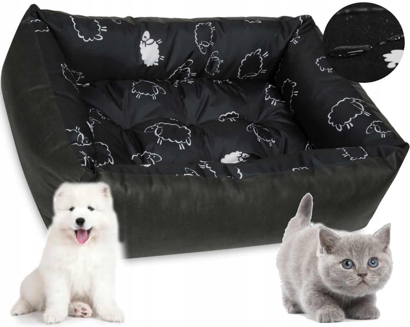 Levně Měkké pelíšek pro psa kočku 70x55 černé ovce