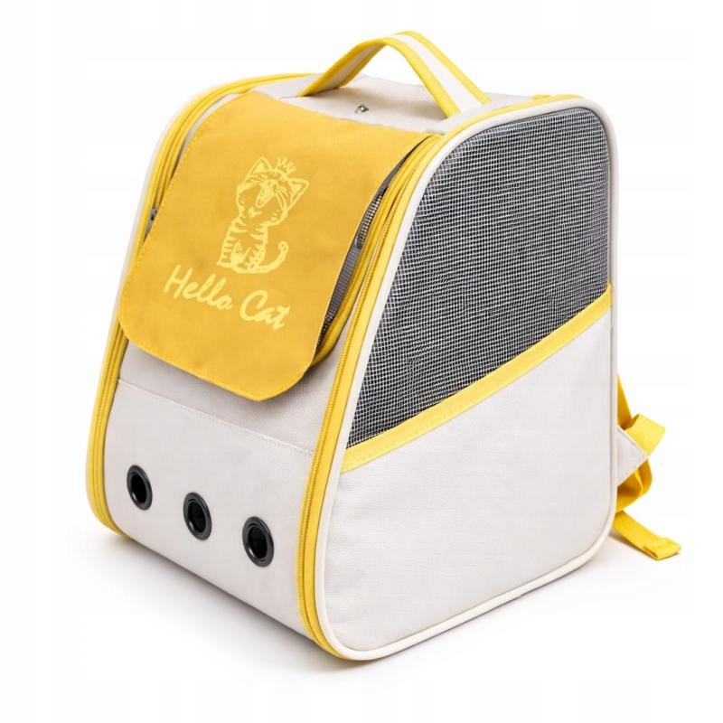 Levně Batoh Přepravka Pro Kočky a malého psa Hello Cat Barva Žlutá do 7,5 kg