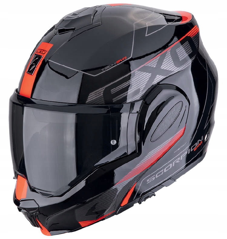 Scorpion Exo-tech Evo Traveller Black Red Motocyklová Prilba Čeľusťová L