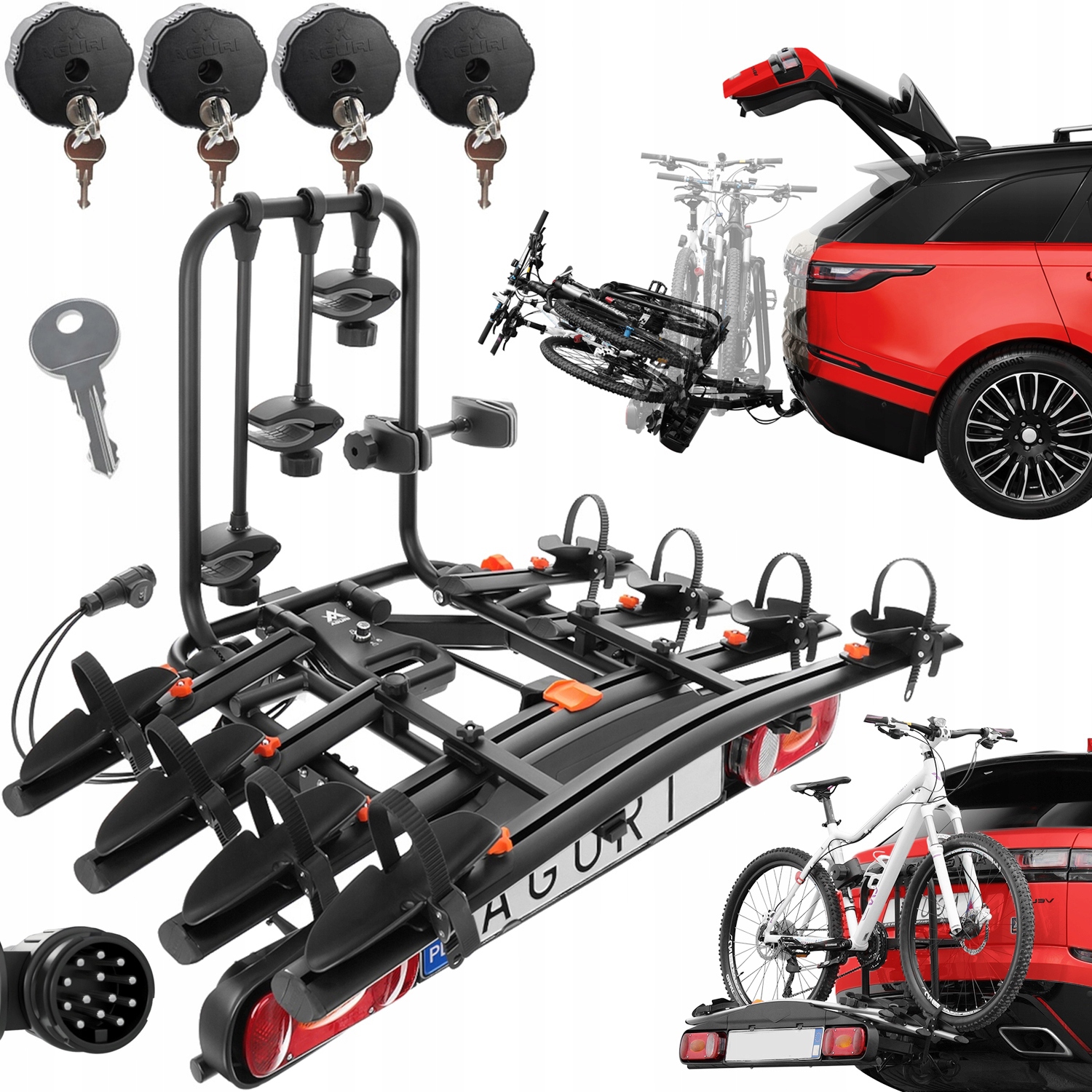 Uchwyt rowerowy na hak Aguri Active Bike czarny 4 rowery model 2024