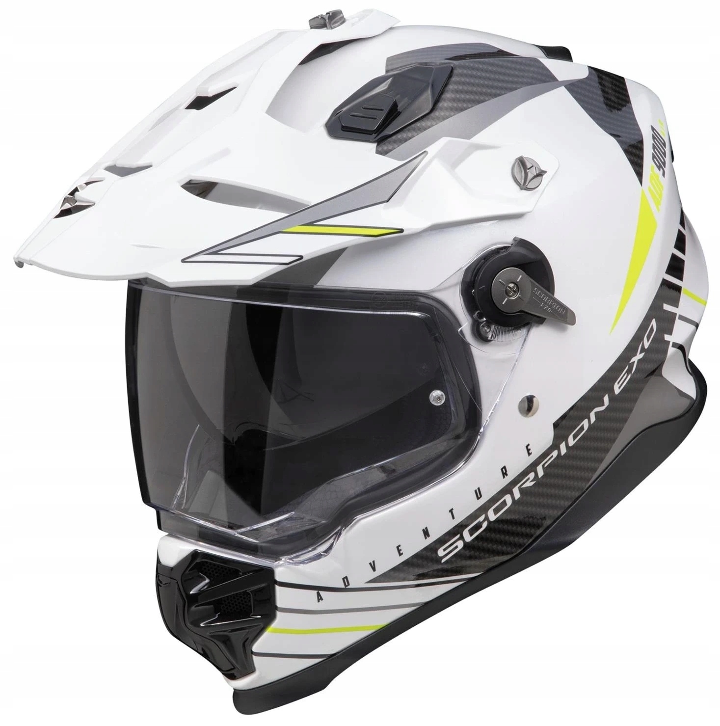 Scorpion ADF-9000 Air Feat White Yellow Integrálna Motocyklová Prilba Biela