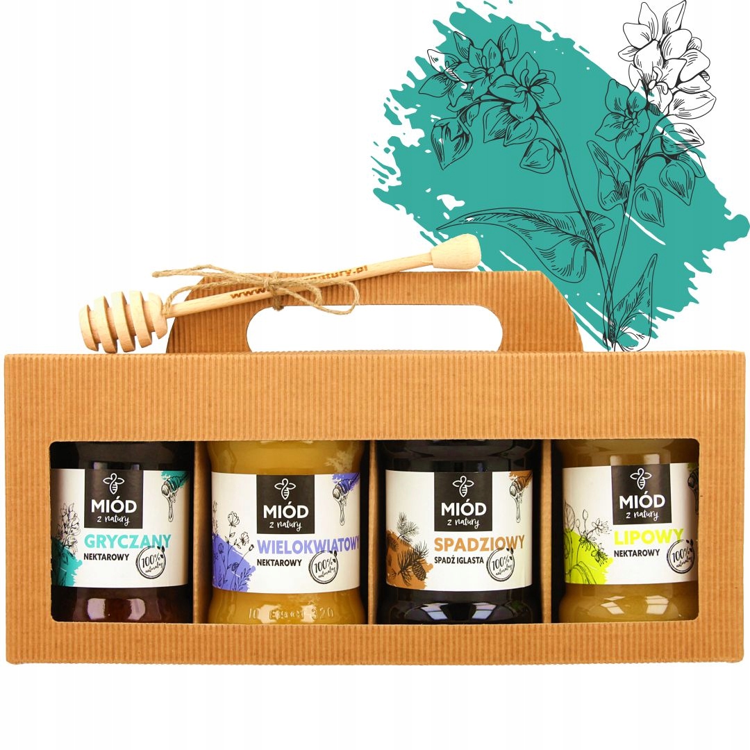 Zestaw miodów naturalnych 4x400 g Tak Taniej!!