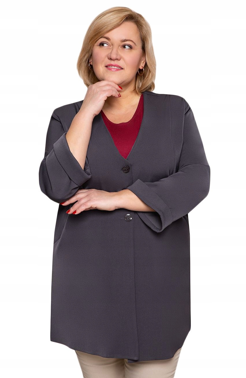Šedé volné sako s manžetami 58