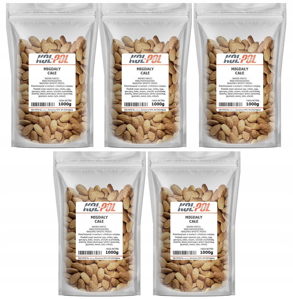 Mandle 5kg Celé ořechy Kalifornské přírodní čerstvé kvalita Kol-Pol