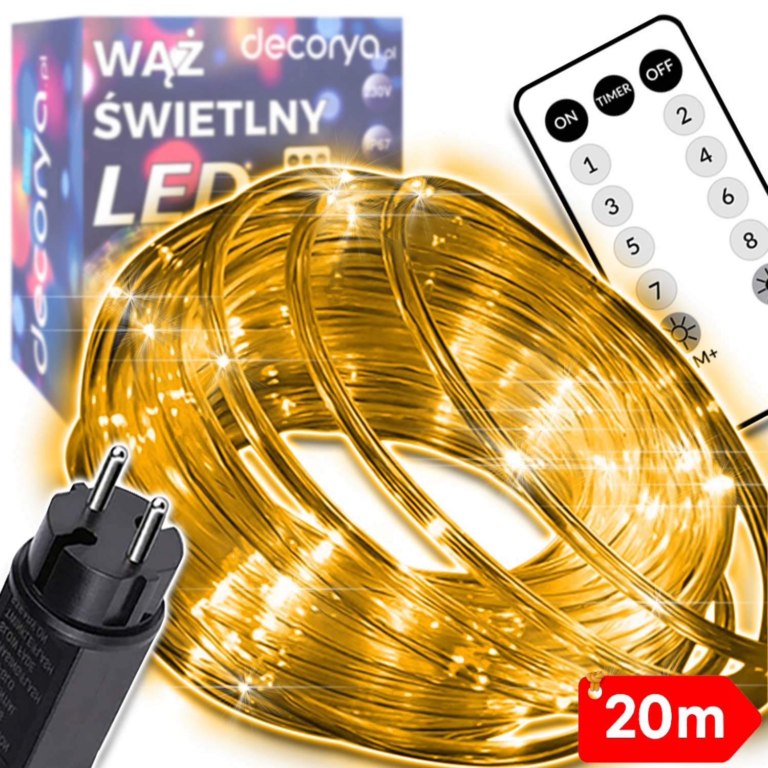 Světelný Had Led Vánoční Osvětlení Na Stromeček Dekorativní 20M Voděodolný IP67 S Dálkovým Ovladačem