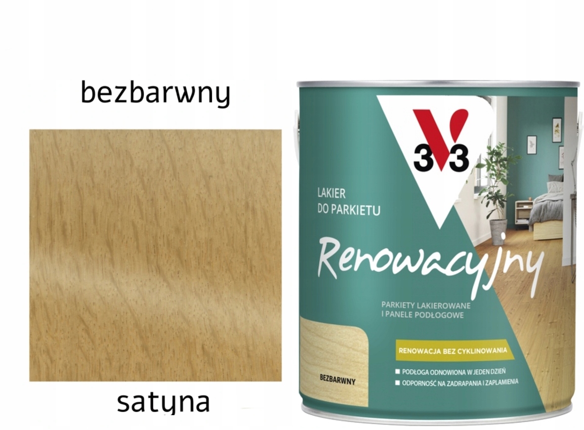 V33 Renovační lak na parkety Satén 2,5 l vodní
