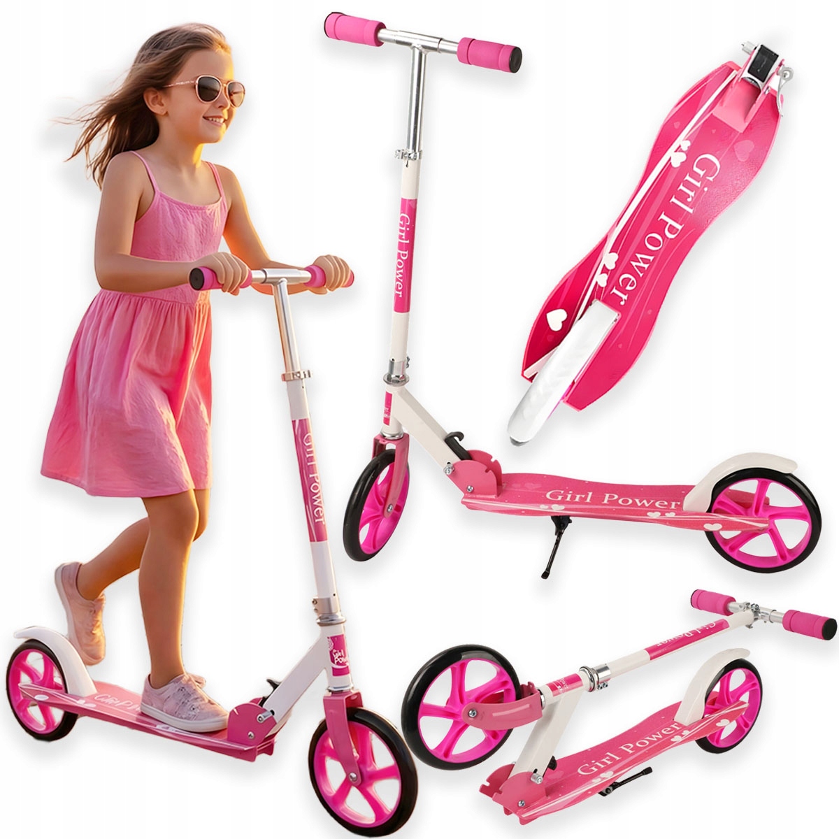 Hulajnoga Dwukołowa Księżniczki Dla Dzieci Składana Lekka Miejska Różowy