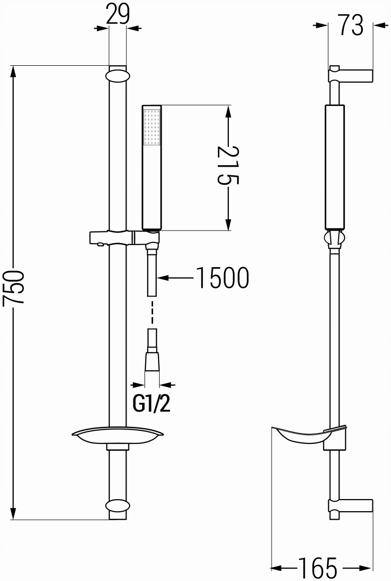 MEXEN DB49 ZESTAW PRYSZNICOWY DRĄŻEK RĄCZKA CZARNY Typ natynkowy