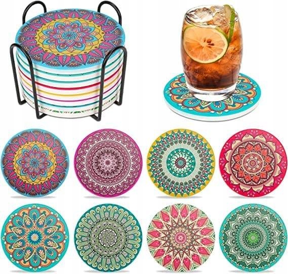

Podstawki kubek szklanka podkładka mandala 8 szt.