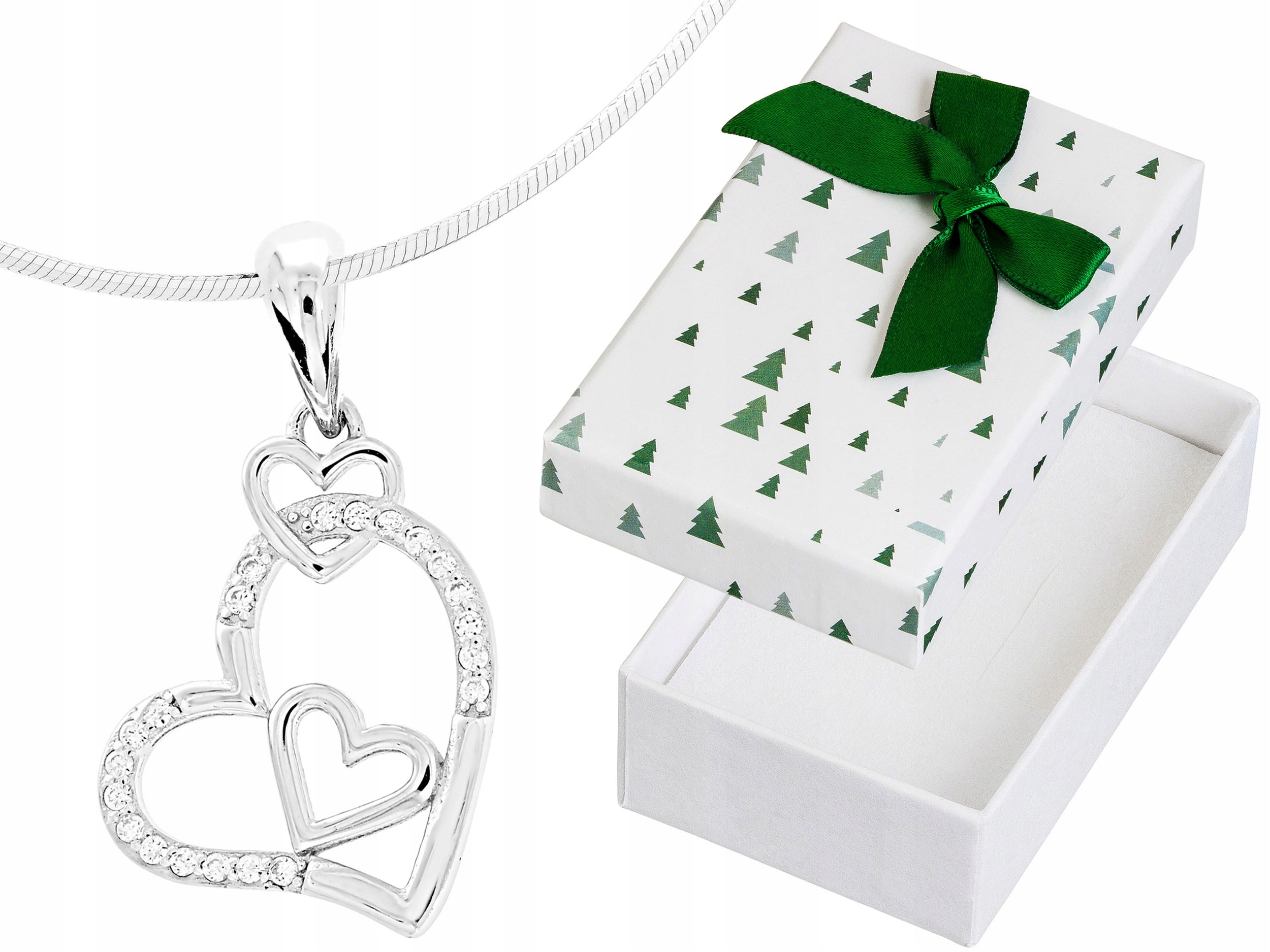 Krátký Stříbrný Dámský Náhrdelník Srdíčka se Zirkony Malé Srdce Choker 38 cm