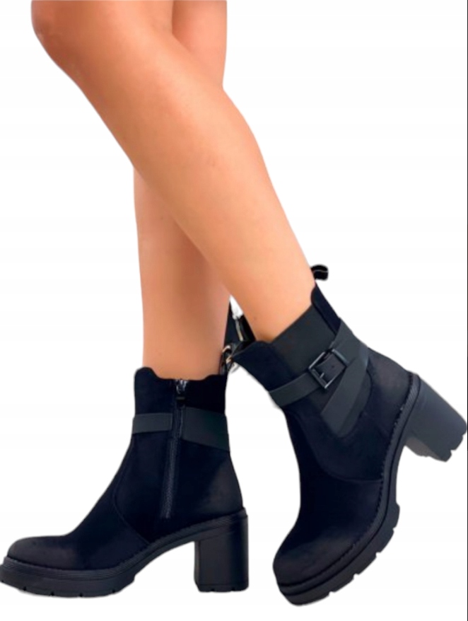 Dámské Kotníkové Boty s kotníkovým podpatkem, zateplené, elegantní, černé vel. 37