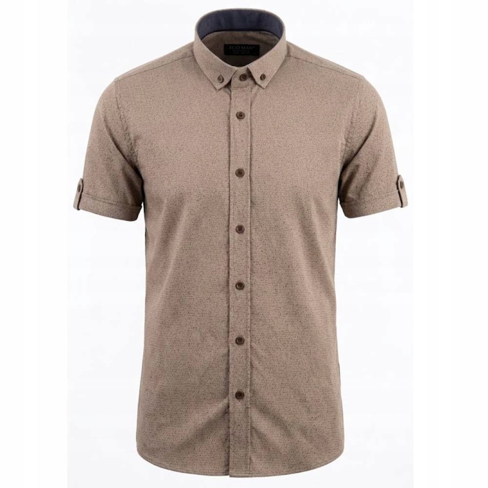 Ego Man košile pánská EKR-240-4 regular fit krátký rukáv L béžová