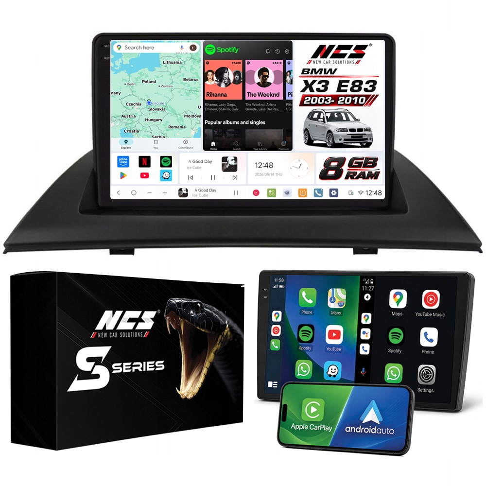 Rádio Navigace Ncs DS9 Bmw X3 E83 2003-2010 Android 8GB Lte 9″