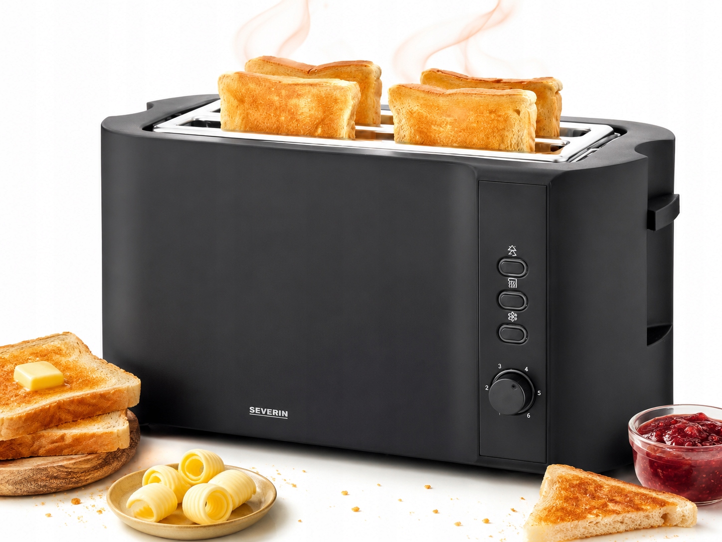 Severin Toster Na 4 Tosty At 2591 Czarny 400 W Regulowane Poziomy Grzania