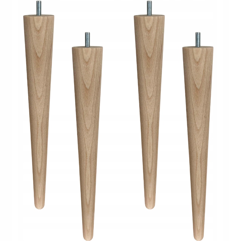 4x noga drewniana bukowa surowa meblowa Stożek 50 cm buk toczona Komplet