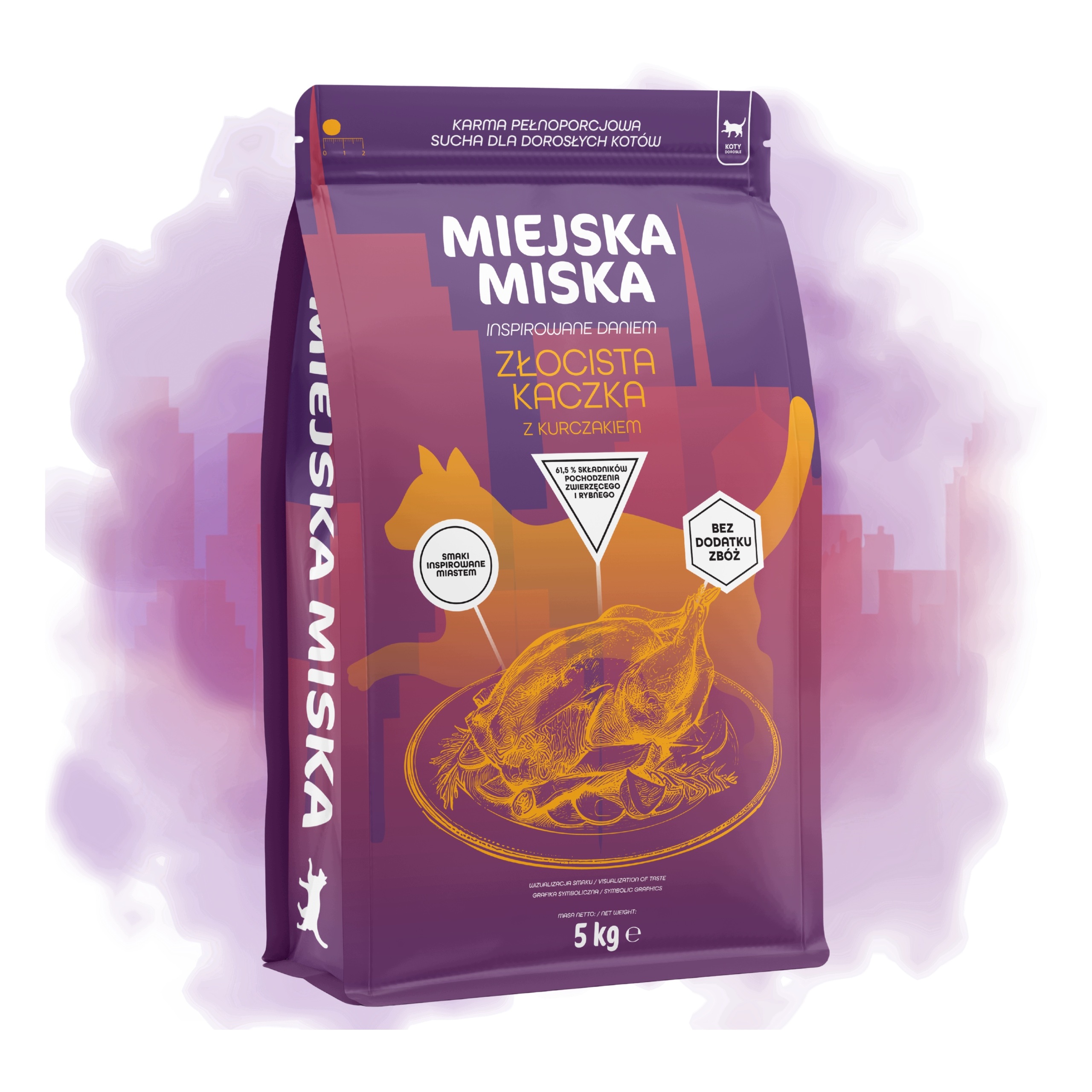 Krmivo suché pro kočky Městská miska Gaczoo Kachna zlatá 5 kg Xs/s