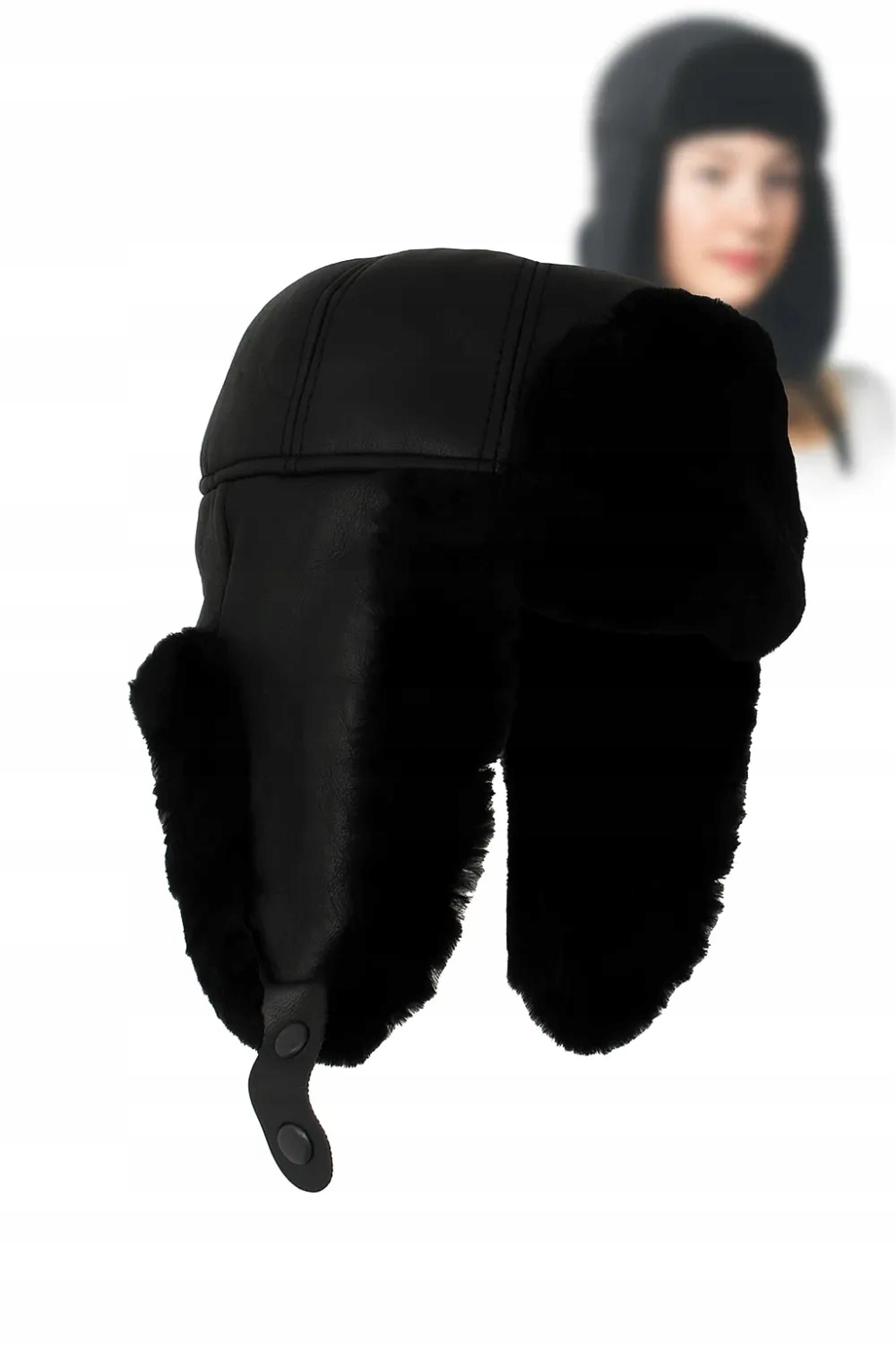 Černá kožená šála Pilotka s zateplením Unisex W484C Polar Fashion L
