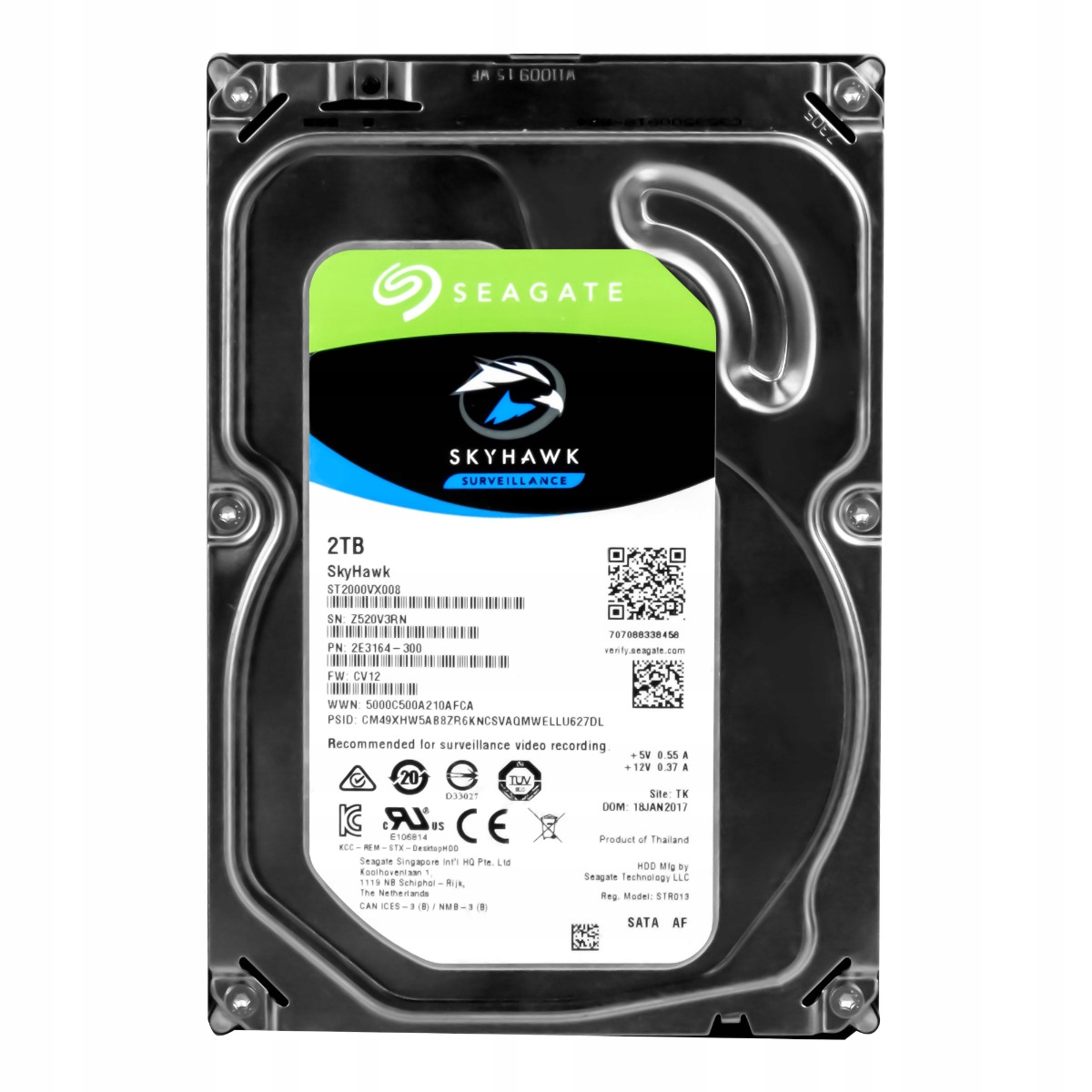 Seagate SkyHawk 2TB 7.2K 64MB Sata III 3.5'' ST2000VX008