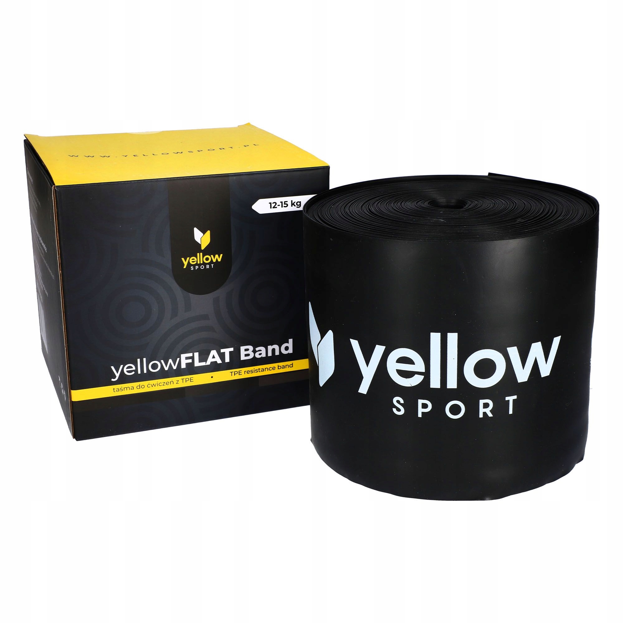 30 metrů dlouhá odporová páska YellowFLAT band Tpe černá, odpor 12-15 kg