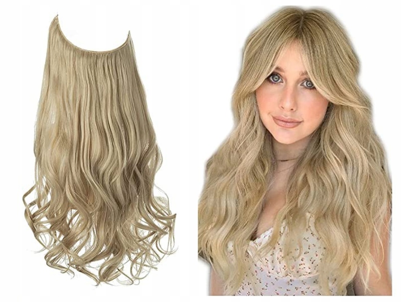 Syntetické Vlasy Flip In kudrnaté kadeře na gumičce vlasce 45 cm #613/88 blond