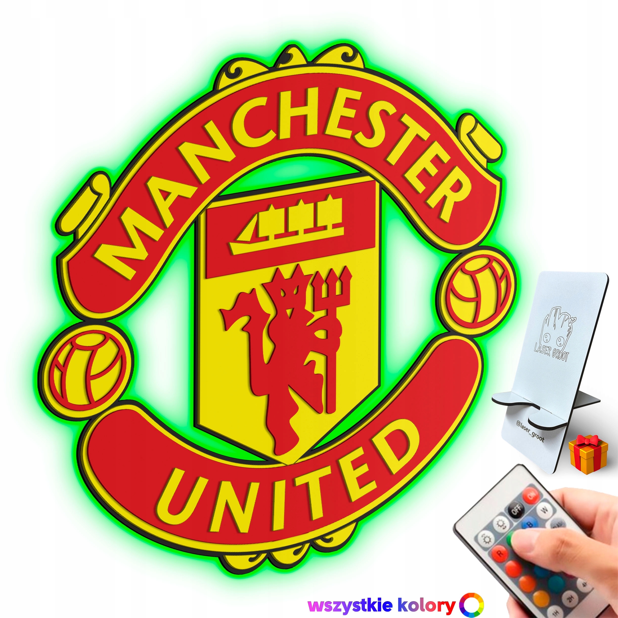 Drevený 3D obraz Manchester United Nástenná Dekorácia Nočná Lampa Led