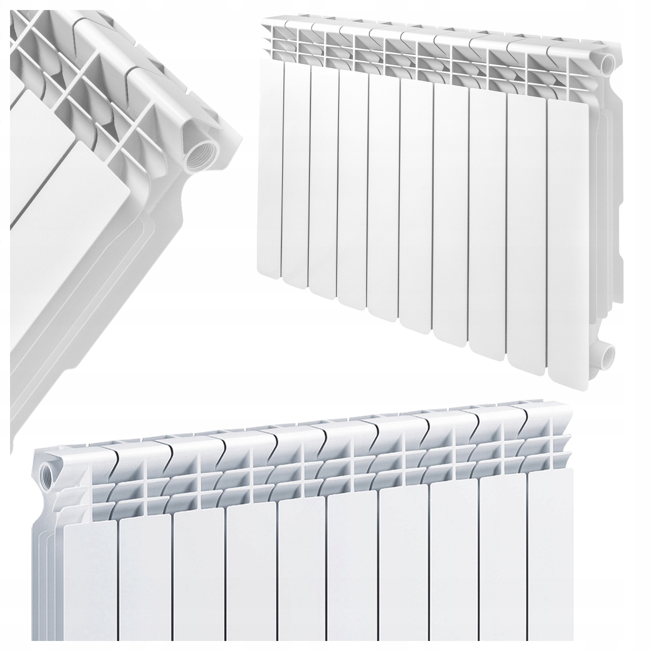 Grzejnik Aluminiowy Kaloryfer 10 Elementów 10 Żeber H-500 1526W Biały
