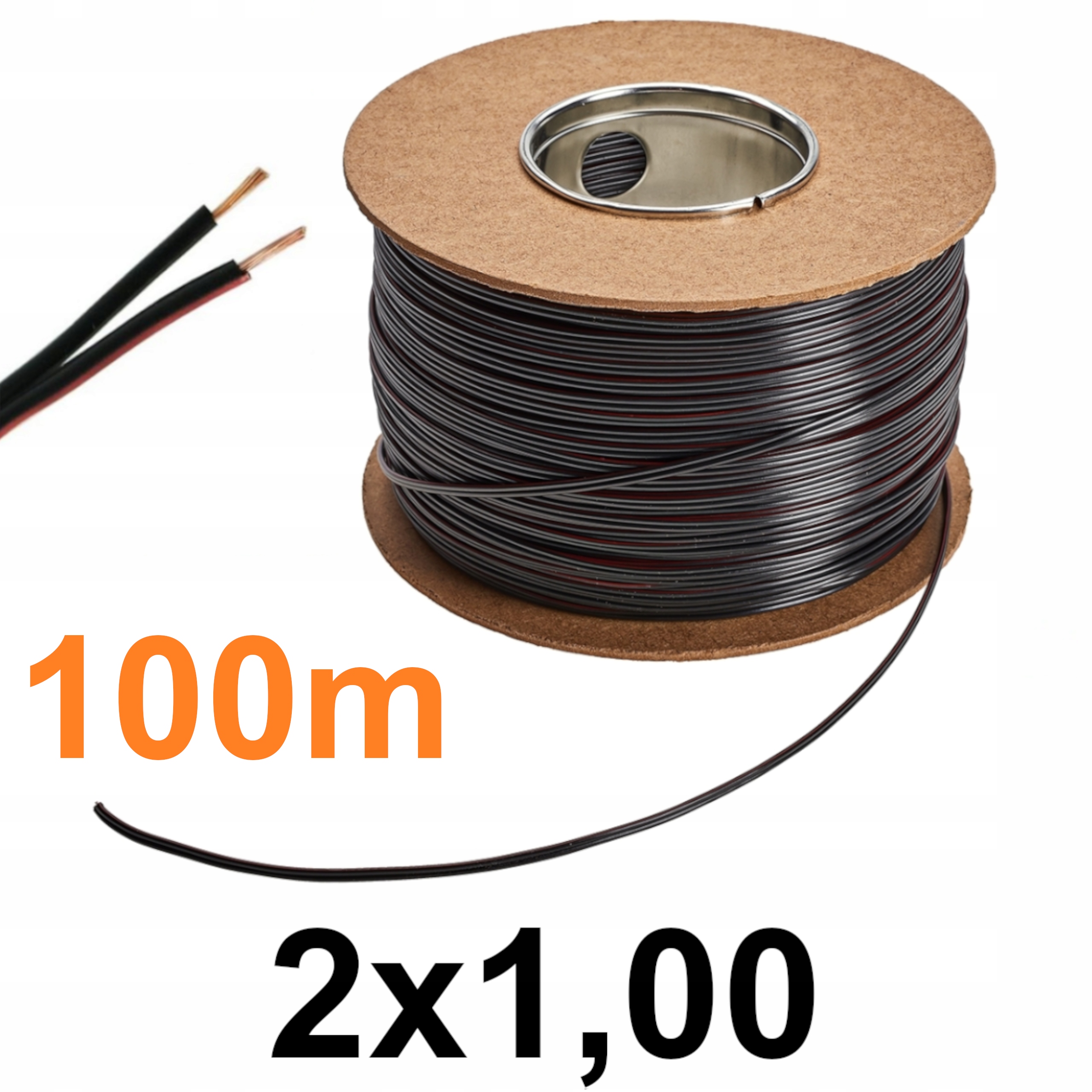 KABEL PRZEWÓD DO LED DWUŻYŁOWY CZARNY 2x1,00 | 100M MIEDŹ - PEŁNA ROLKA Typ kabel