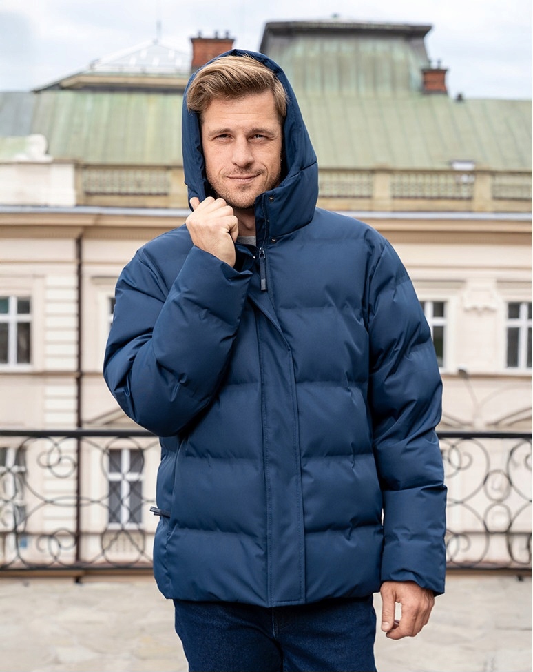 Pánská prošívaná bunda s kapucí Zimní teplá na zip Módní Moraj XXL