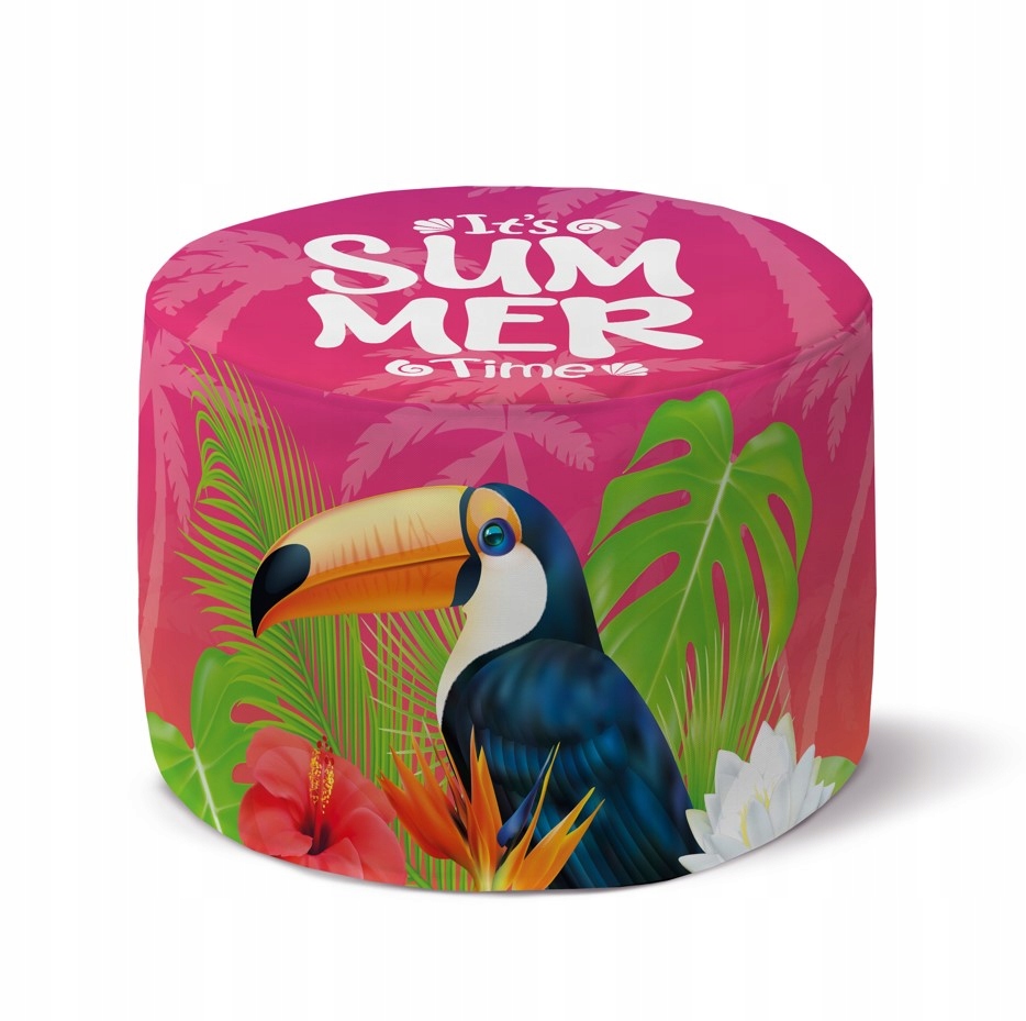 Růžová Kulatá Taburet Summer Time 35x25cm Podnožka na terasu, pohodlná, letní
