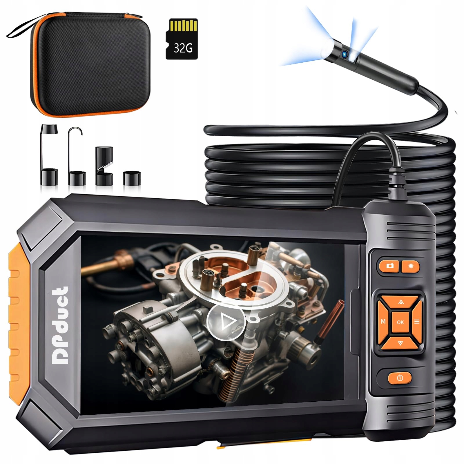 DPDUCT Kamera Inspekcyjna 10M Dualna 5 Calowy Ekran 1080P IP67 32GB LED