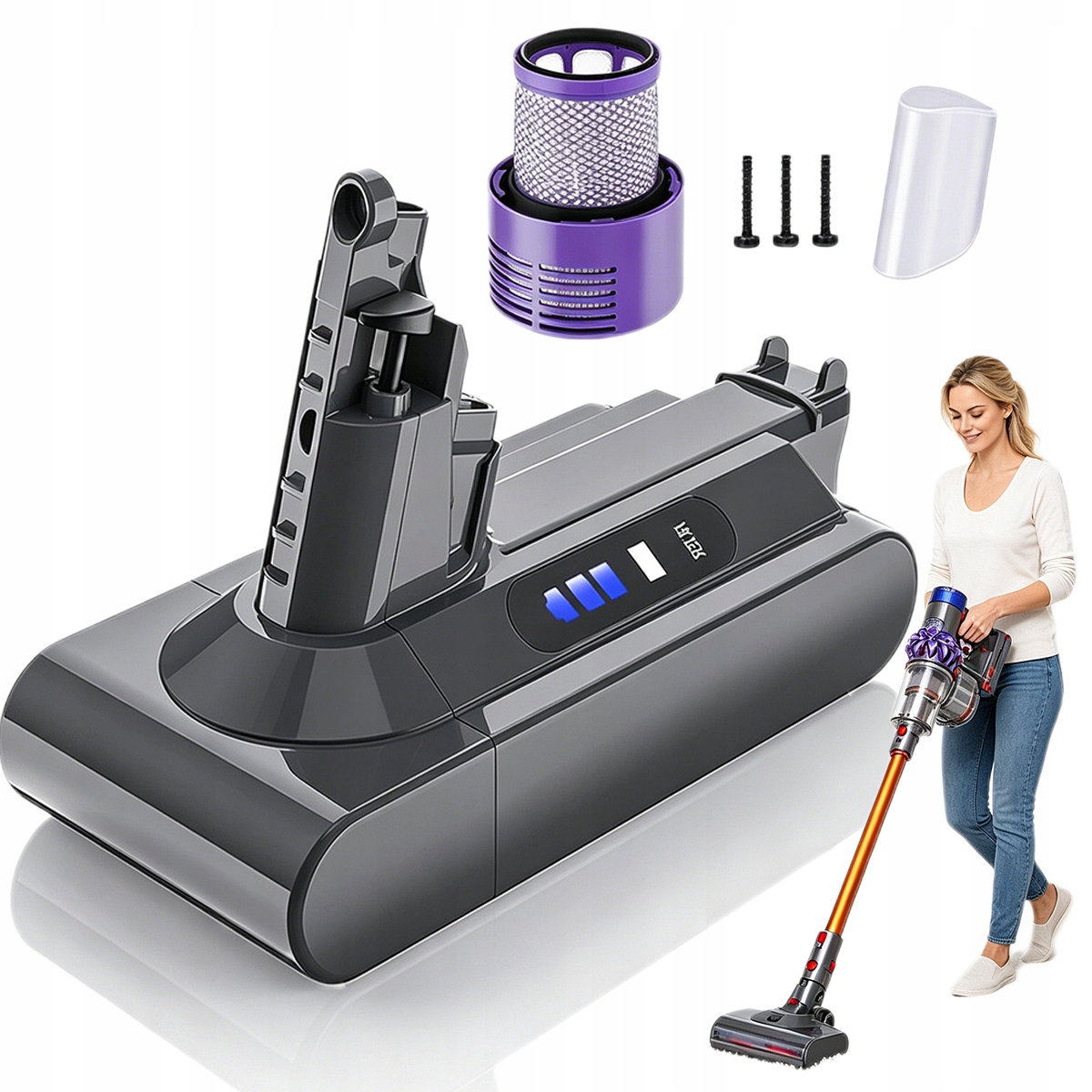 Bateria Wymiana Do Dyson V10 SV12 Akumulator 25,2V 6000MAH Litowo-jonowy