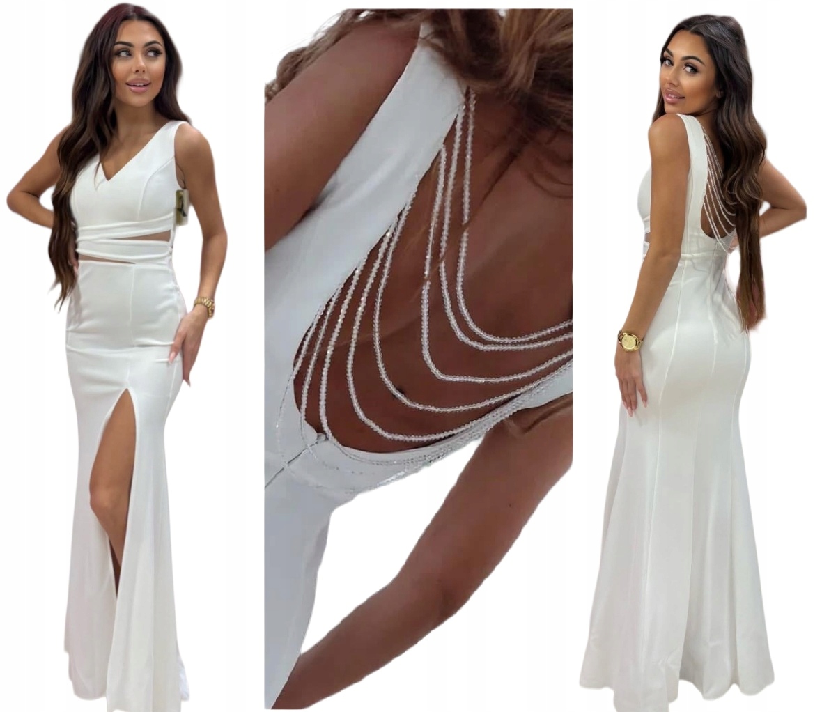 Ramona dlouhá Bílá sukně rybka s rozparkem na svatba S