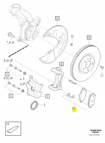 Klocki hamulcowe Przód Volvo XC40 32287456 Strona zabudowy przód